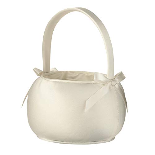 Blue Sky Clayworks Lillian Rose Ivory Petite Satin Flower Girl Basket (FB406 I), 4.75"