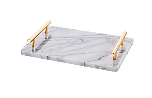 JEmarble Serving Board with Handles 8"X12" (White)