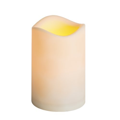 Gerson Everlasting Glow LED Indoor/Outdoor Resin Candle, Timer Feature, 3" x 4"