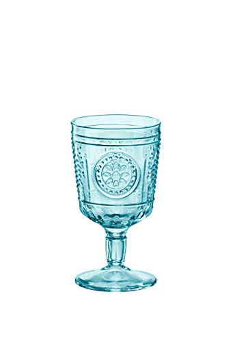 Bormioli Rocco 335945GRS021522 Romantic Stemware Glass, Set of 4, 10.75 oz, Light Blue