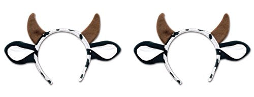Beistle S60035AZ2 Cow Headband 2 Piece, Brown/White/Black
