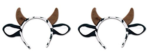 Beistle S60035AZ2 Cow Headband 2 Piece, Brown/White/Black