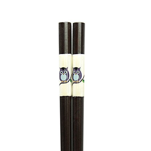 FMC Fuji Merchandise Sitting Owl Wooden Chopsticks His & Hers 2pc Set