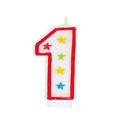 Unique Industries Glitter Number 1 Birthday Candle & Happy Birthday Cake Topper