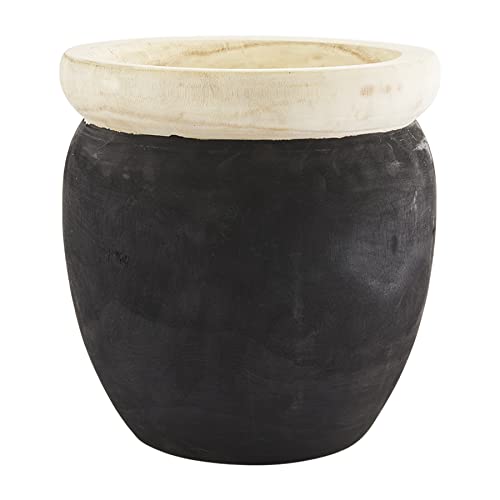 Mud Pie Paulownia Pot, 12" x 12" dia, Black