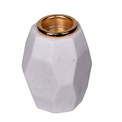A&B Home Banswara Marble T-Light Holder, White and Gold