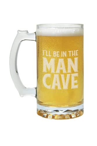 Carson Home Man Cave Beer Mug, 7.25-inch Height, Holds 26.5 oz., Glass