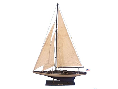 Hampton Iron Rustic Wooden Model Sailing Yacht Enterprise, 35"
