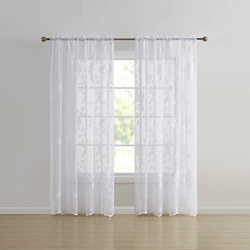 Belle Maison Renaissance Home Fashion Lacey LACE Rod Pocket Panel