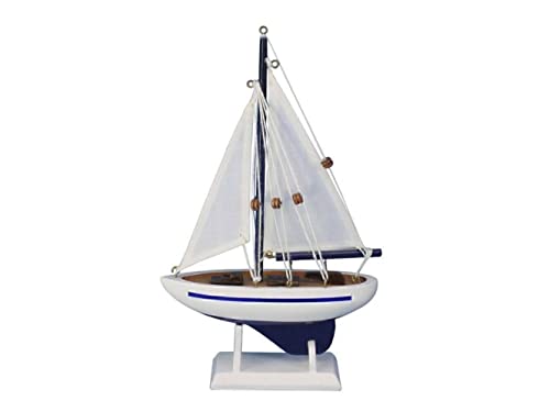 Hampton Iron Wooden Enterprise Model Sailboat Decoration 9" - Small Wood Sailboat - Wooden