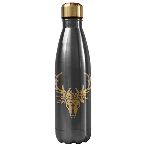 Karma Gifts Deer Stainless Steel Water Bottle, Charcoal