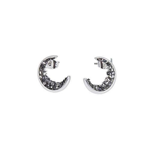 Bamboo Trading Company RSE1144S Crescent Moon Earrings, Silver