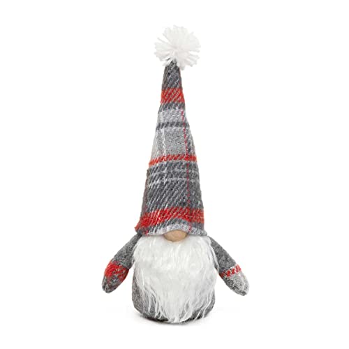 MeraVic Cardinal Plaid Gnome Red & Grey with Pom Hat, Wood Nose, White Beard and Arms, Plush, Collectible Figurines, Gifts for Home Shelf D‚Äö√†√∂¬¨¬©cor, 8 Inches - Christmas Decoration