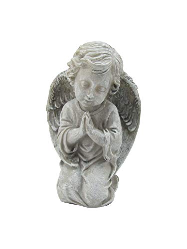 Comfy Hour Faith and Hope Collection Resin 8" Kneeling Cherub Praying Angel Figurine, Gray