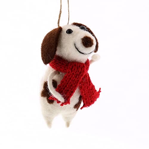 HomArt Dog with Scarf Decorative Ornament, 4-inch Height, Felt