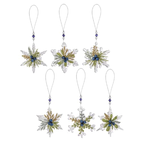 Ganz Teeny Mistletoe Snowflakes, 5.25-inch Diameter, Acrylic, Set of 6