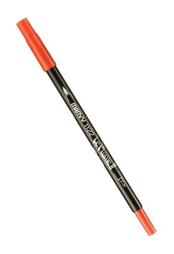 Uchida 1122-C-2 Marvy Extra Fine Tip Le Plume II Double Ender Marker Pen, Red