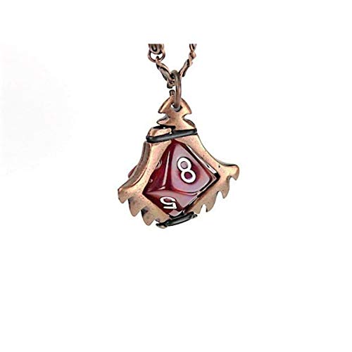 Chessex Pendant Old Copper Finish Serrated Blade, Dice Holder Necklace with D10 Dice