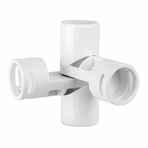 Snapclamp PVC- Adjustable joint fitting 1" 4-Way (Furniture Grade White)