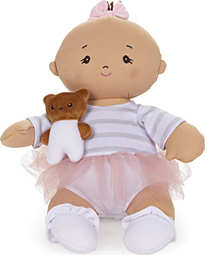 GUND Baby Baby Doll with Teddy Bear Plush Brunette, Pink Tutu, 9"