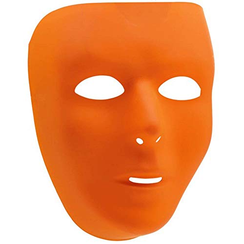 Amscan Solid Color Plastic Full Face Mask, 8.5" x 6.5", Orange