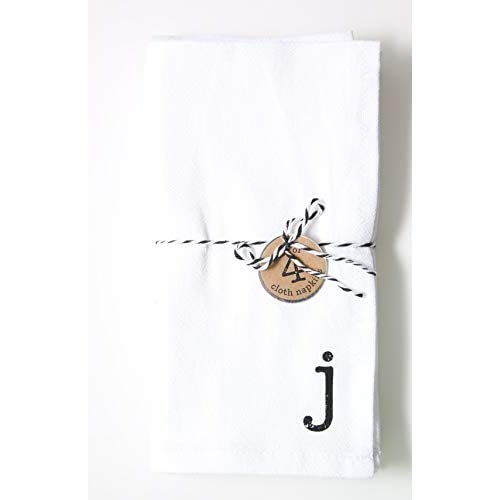 Mud Pie Initial Napkin Sets (J), 20" x 20", Cotton