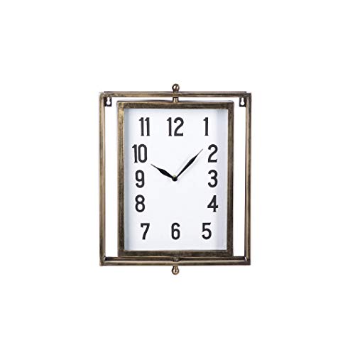 Ganz CB173863 Brushed Gold Rectangle Wall Clock, 16-inch Height, Metal