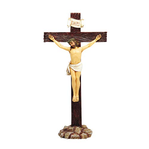 Pacific Trading Giftware PTC 6 Inch Jesus on Crucifix Resin Standing Religious Statue Figurine