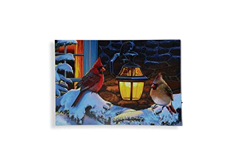 Giftcraft 683354 Christmas Cardinals LED Canvas Print, 15.75-inch Length, Medium Density Fiberboard and Canvas