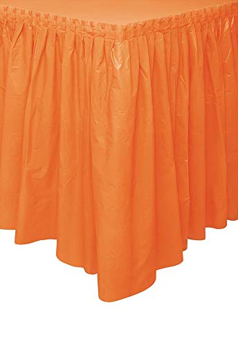 Unique Industries Orange Plastic Table Skirt, 29" x 14ft.