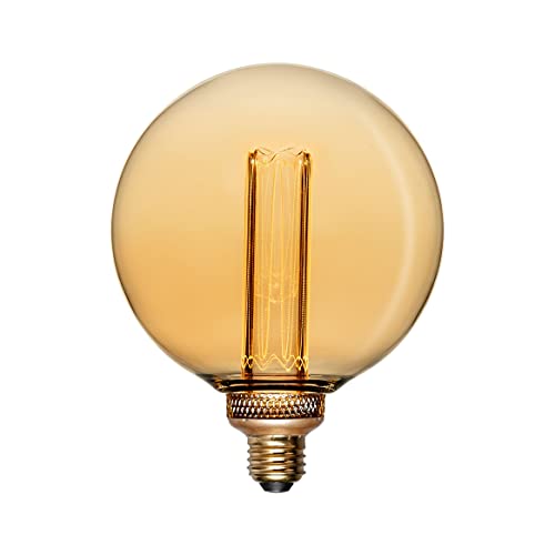 Next Glow Vintage Globe led Light Bulbs G40 / G125 3.5W Equivalent 20W E26 led Bulb Base, Dimmable, Soft Warm Amber Light Bulbs, 120 Lumen Round Decorative Light Bulb for Home, Vanity, Kitchen