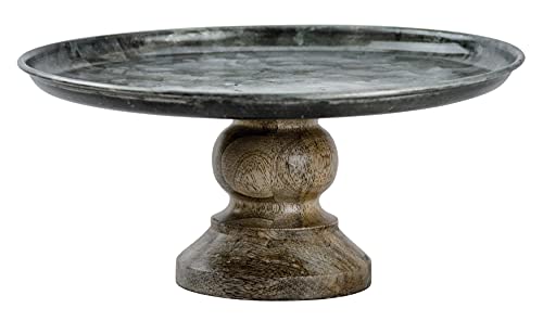 Boston Warehouse Gavlvanized Metal and Wood Cake Stand, 10 Inch, Natural