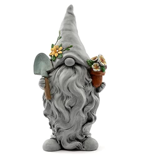 Napco Gnome Flower Pot Slate Grey 11.5 x 6.25 Resin Stone Collectible Figurine