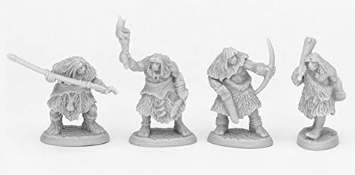 Reaper Miniatures Bones Black: Black Bear Tribe Cavemen (4)