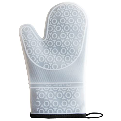 Two Lumps of Sugar Kitchen Silicone Mittens Pot Holder (Black Twill)