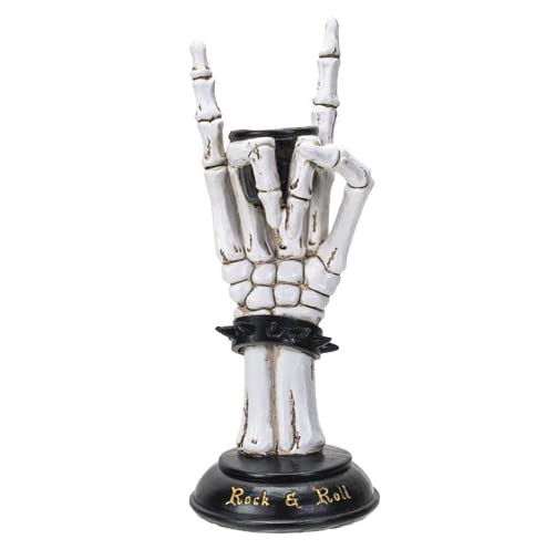 Pacific Trading Giftware Rock On Skeleton Hand Resin Candle Holder 10‚Äö√Ñ√π Tall