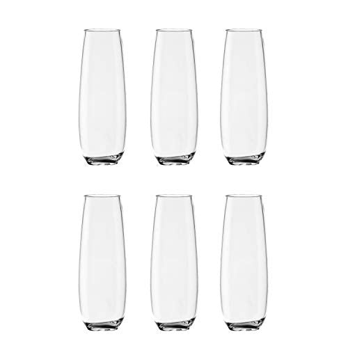 TarHong Montana Tritan Stemless Flute Glass, 10 oz, Tritan Premium Plastic, Set of 6
