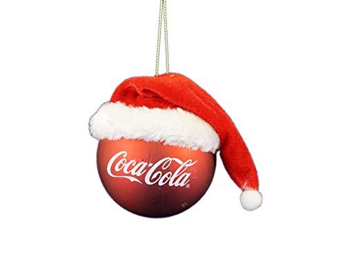 Kurt Adler Coca-Cola Red Ball with Santa Hat Ornament