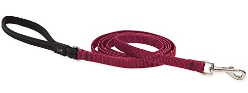 Lupine Pet Small Dog Leash ECO Collection 1/2" Wide Berry 4-Foot Long with Padded Handle