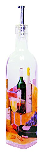 Grant Howard Wine & Cheese Theme Oil and Vinegar Glass Cruet, 16 oz, Multicolored