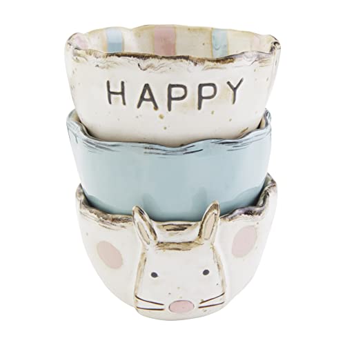 Mud Pie, Happy, 3" dia x 2" Bunny Ramekin Set, Stoneware