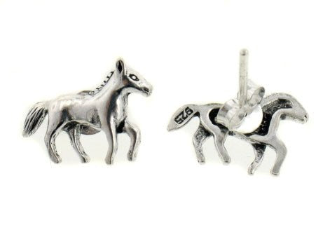 Silver Insanity Pretty Little Galloping Horse Sterling Silver Post Stud Earrings