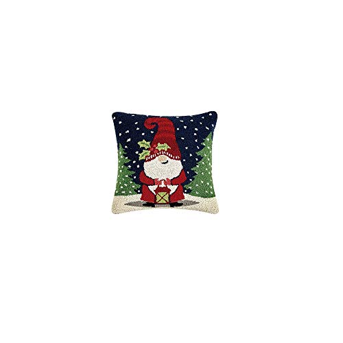 Peking Handicraft 31SNX64C14SQ Holiday Gnome with Camp Lamp Hook Pillow, Poly Filled, 14-inch Square, Wool and Cotton