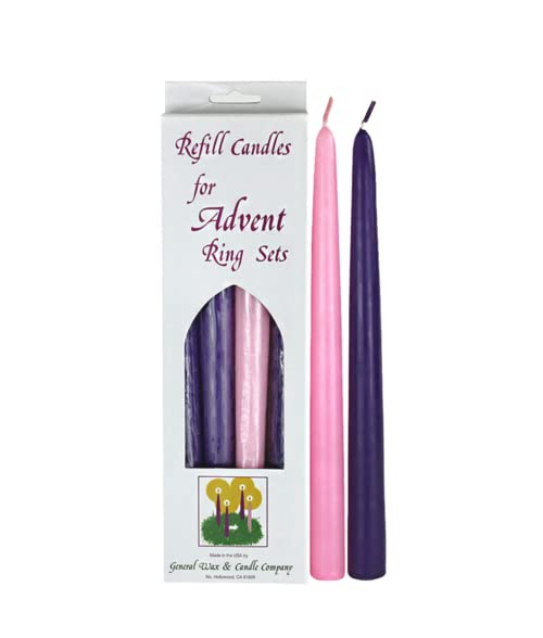 General Wax & Candle Co.. Advent Taper Candles, Purple & Pink, 10 inches, Set of 2