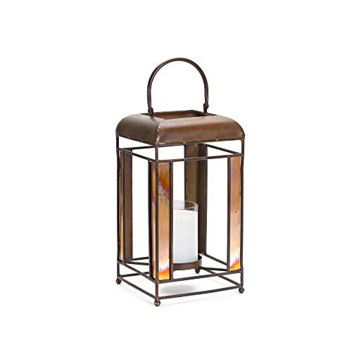 Melrose 85319 Lantern, 7.25" L x 13.5" H, Metal/Glass