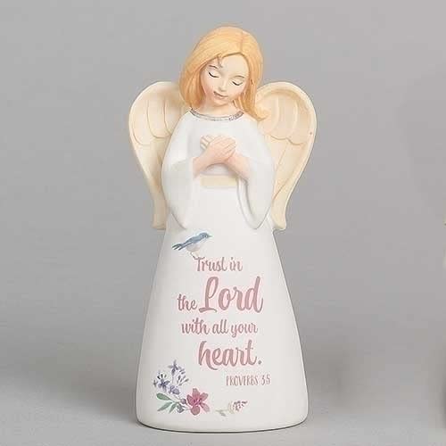 Roman Be Still Angel Figure, 4.25-inch Height, Resin, Stone Mix, Home, Decor