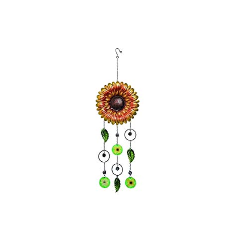 Valyria LLC Transpac A6363 Sunflower Wind Chime, 38.25-inch Height, Metal and Glass