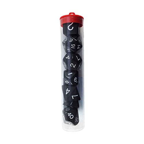Koplow Games Jumbo RPG Dice Sets: Black/White Opaque Polyhedral 7-Die Set by Koplow Games