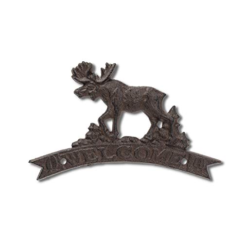 Abbott Collection  27-FOUNDRY-0026 Moose Welcome Sign, Brown/Black