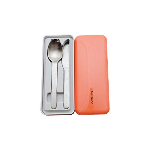 CUTLERY CASE A set of Fork, Knife, and Spoon, Eco-Friendly Lunch Accessory, Made in Japan, Takenaka Bento Box (Tangerine Orange)